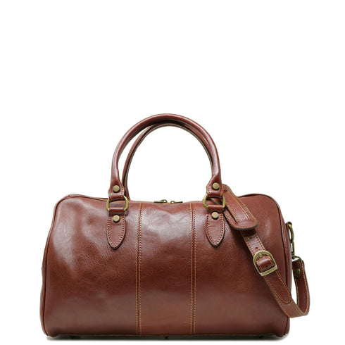Floto Italian Leather Venezia Mini Duffle Carryon Bag brown